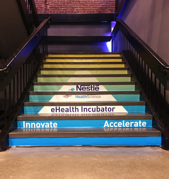 vinyl graphics on stairs